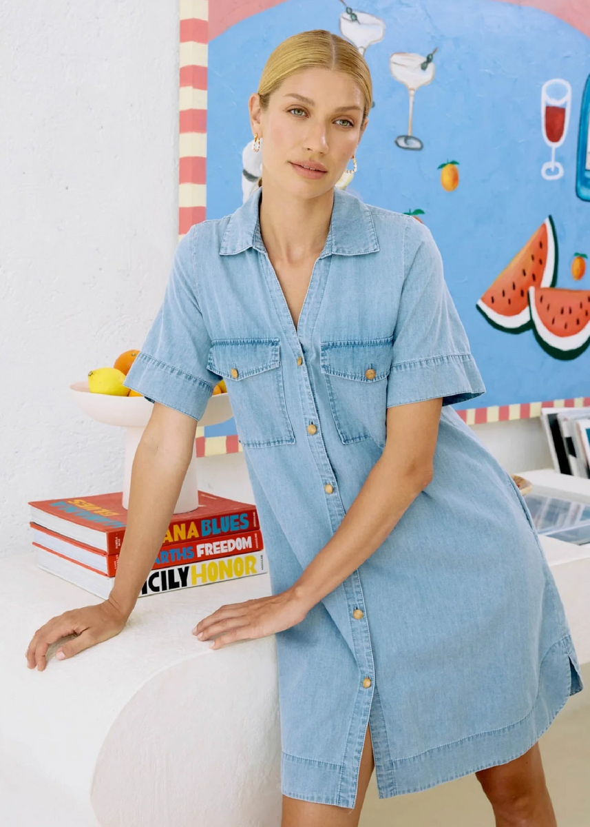 MELENIA DENIM SHIRT DRESS