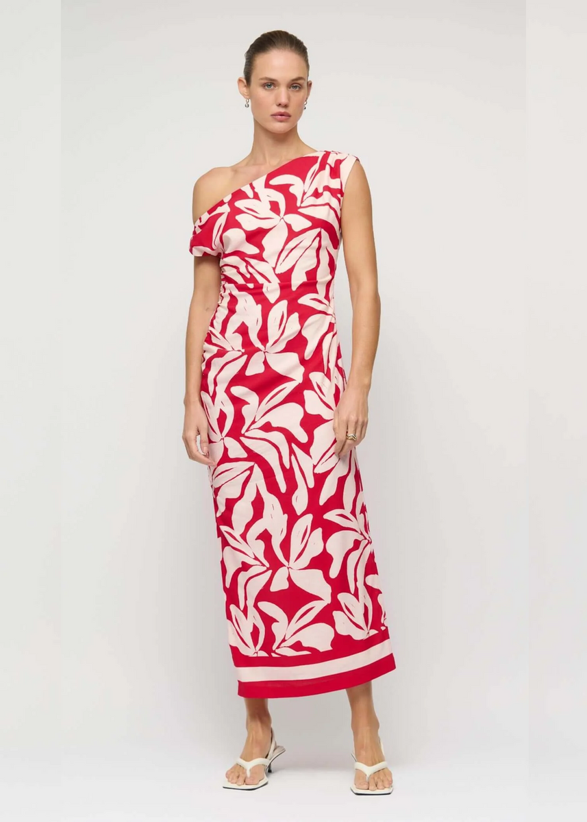 SERATA ASYM MIDI DRESS