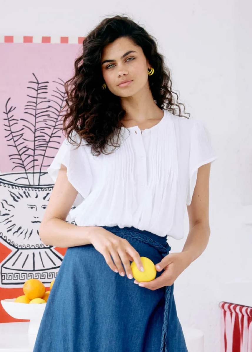 ORSULA BUTTON TOP - WHITE