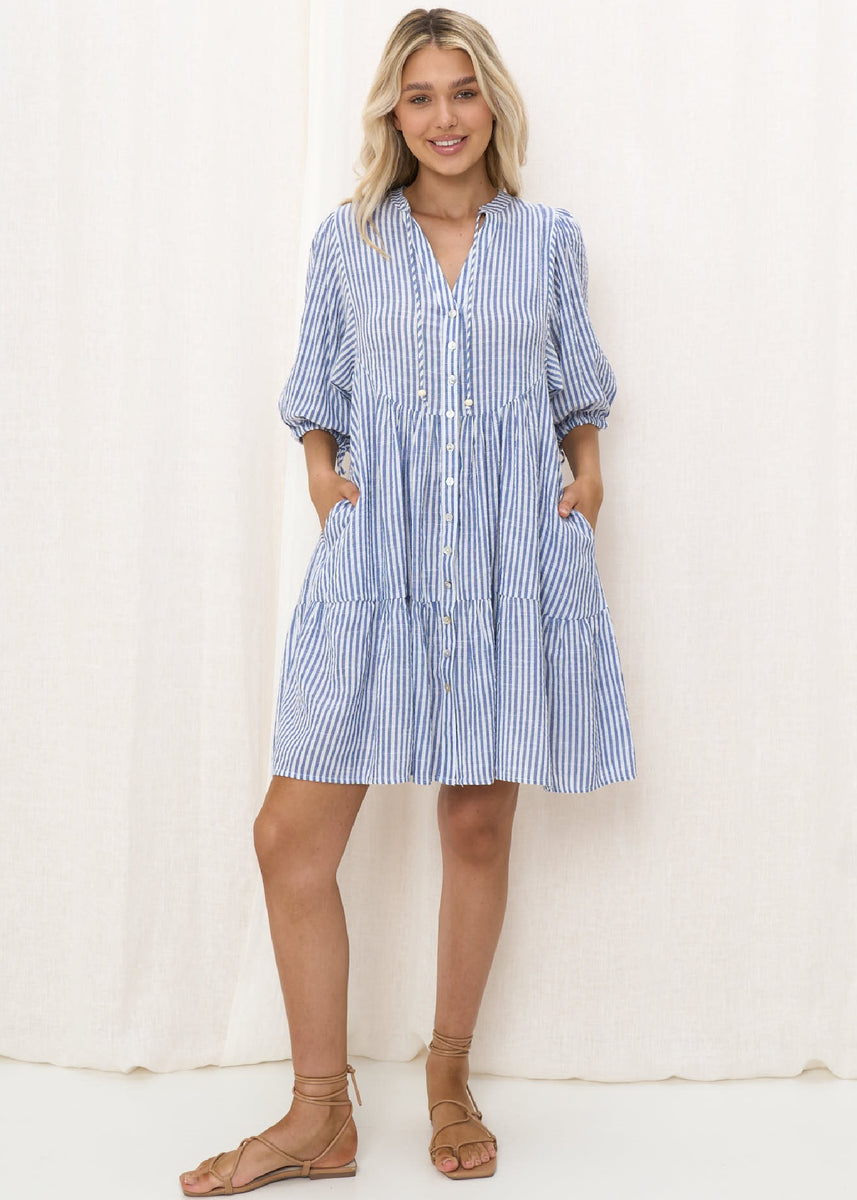 TALISA DRESS - BLUE STRIPE
