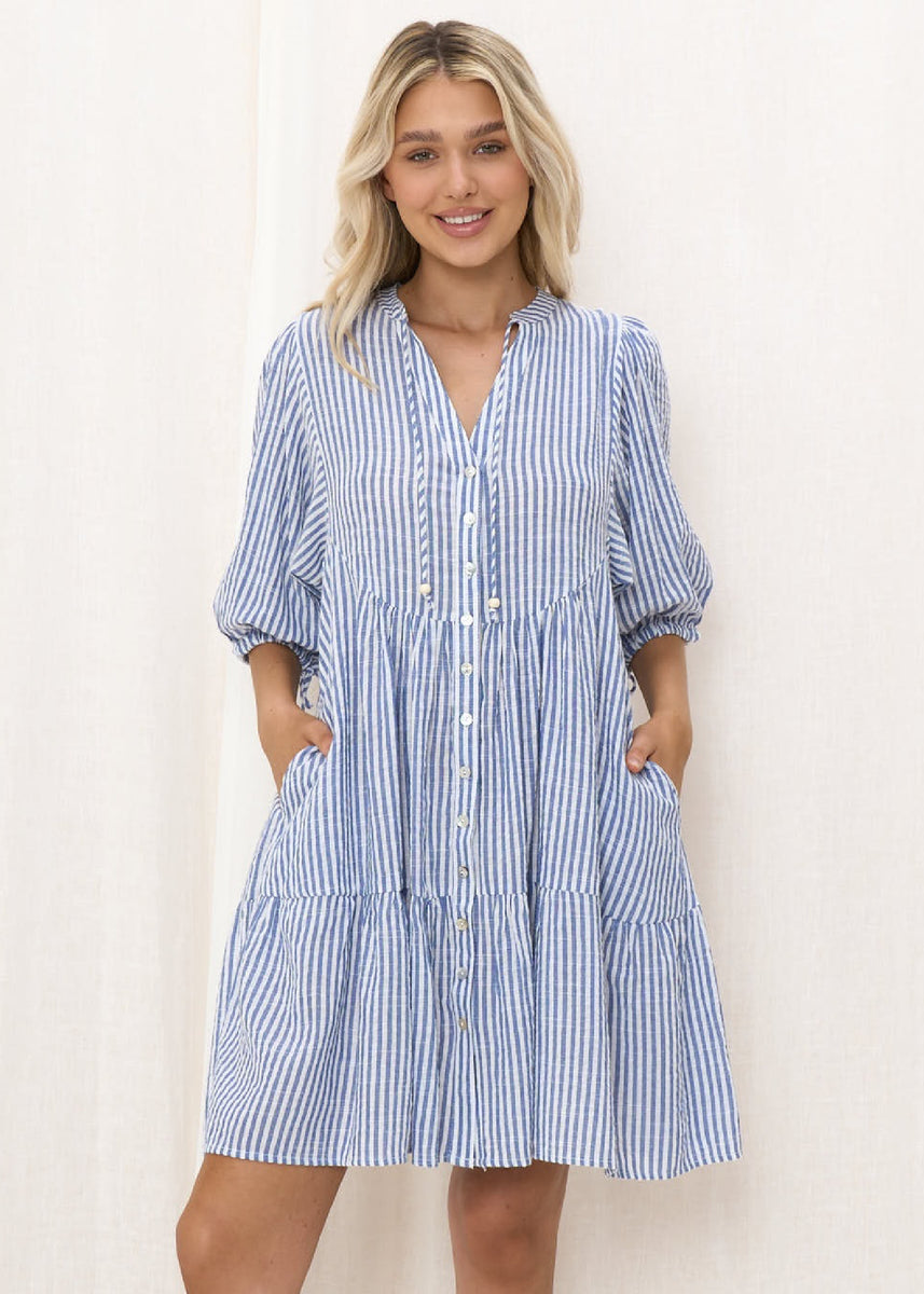 TALISA DRESS - BLUE STRIPE