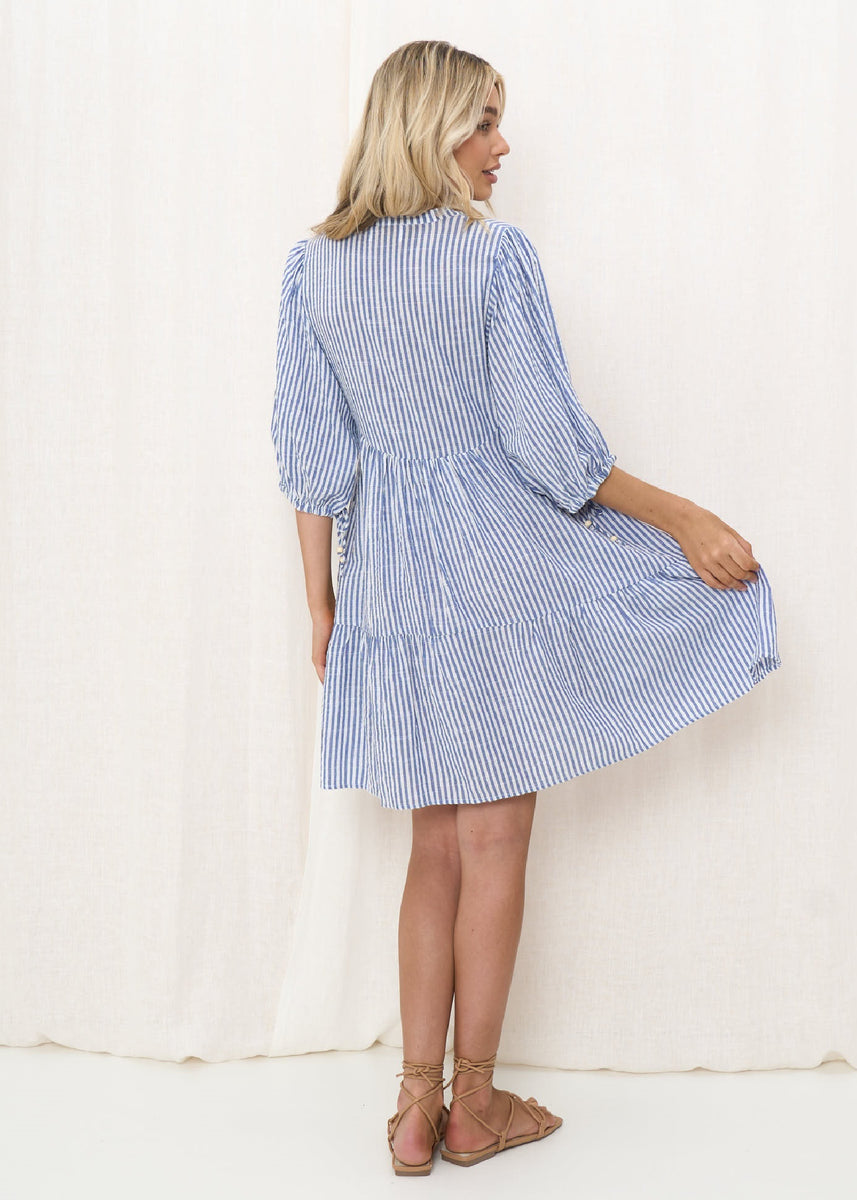 TALISA DRESS - BLUE STRIPE
