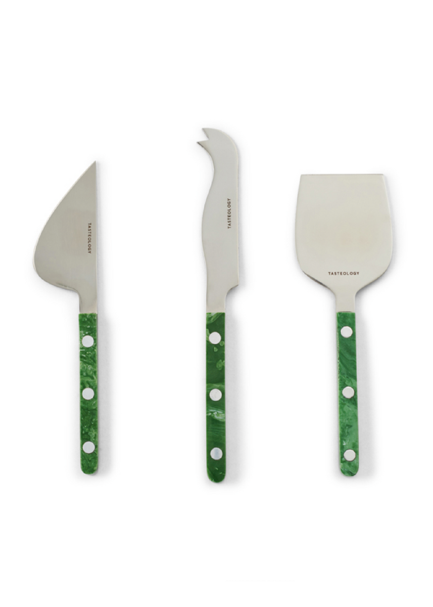CHEESE KNIVES SET OF 3- EMERALD