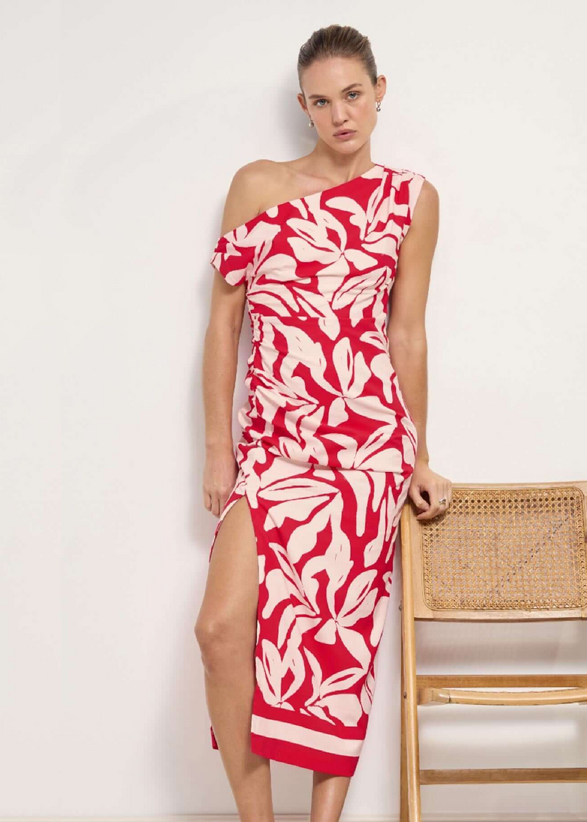 SERATA ASYM MIDI DRESS