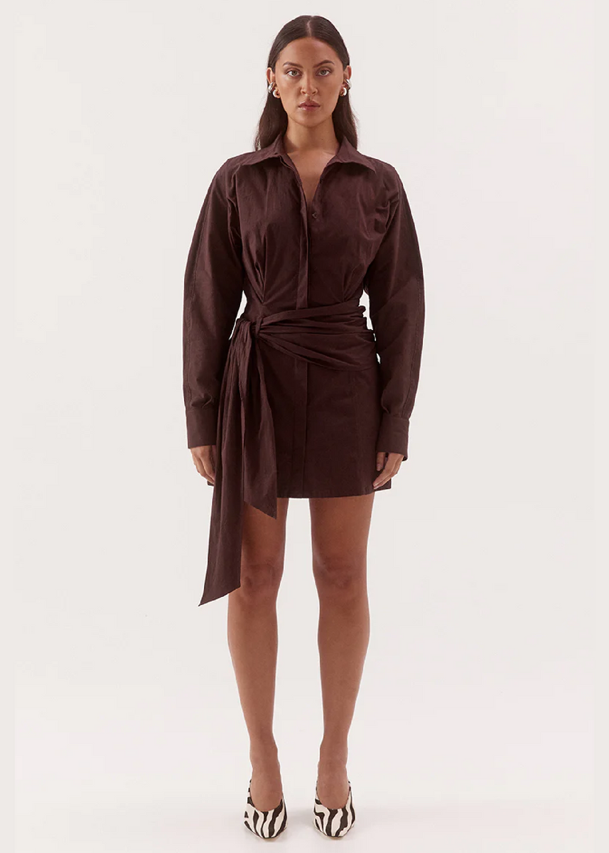 MARLOWE SHIRT DRESS - ESPRESSO