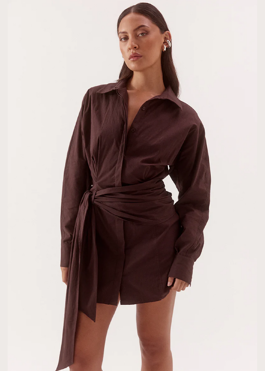 MARLOWE SHIRT DRESS - ESPRESSO
