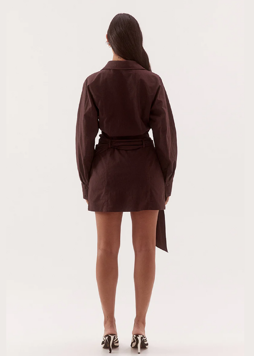 MARLOWE SHIRT DRESS - ESPRESSO