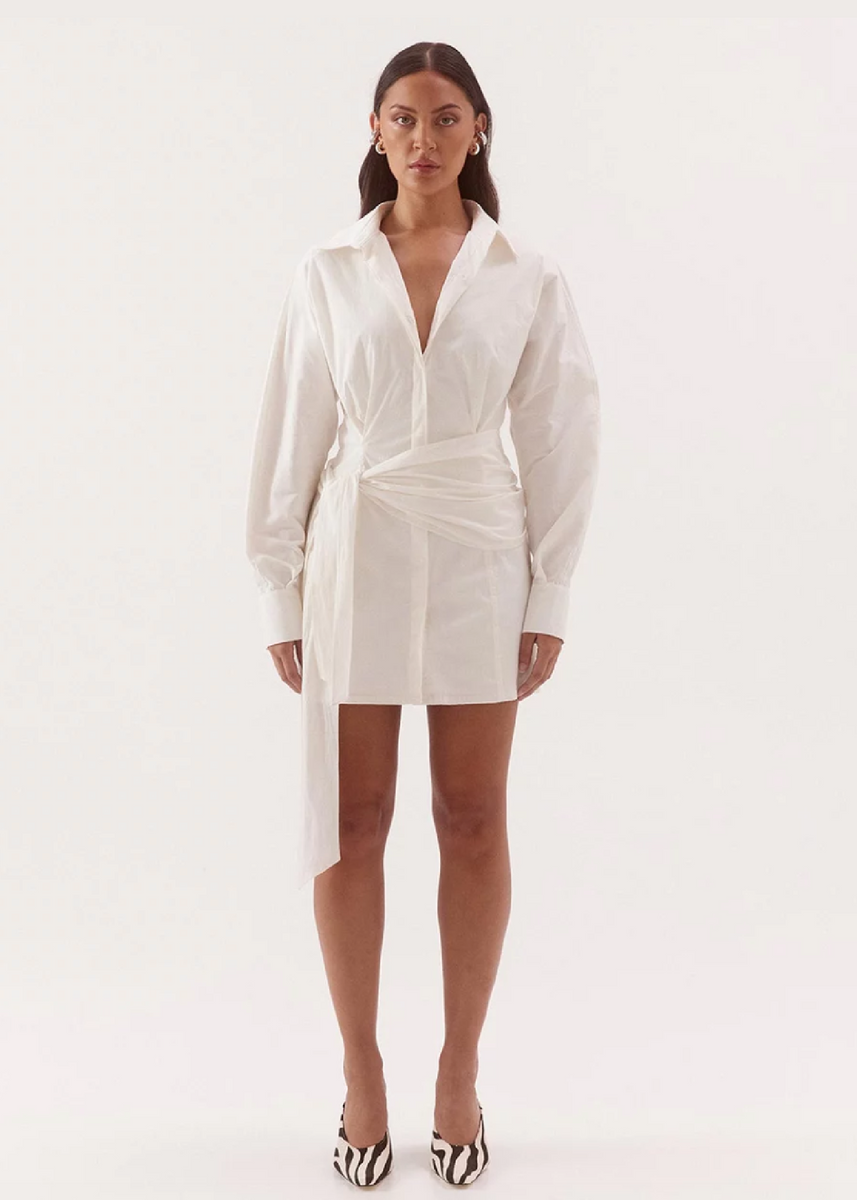 MARLOWE SHIRT DRESS - CHALK