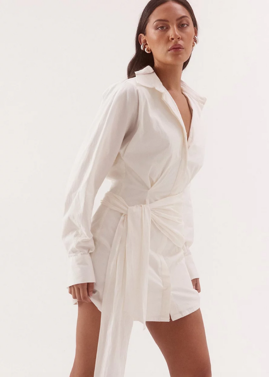 MARLOWE SHIRT DRESS - CHALK