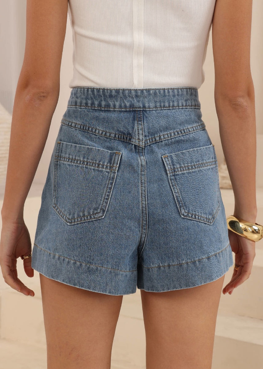TREY DENIM SHORTS - BLUE