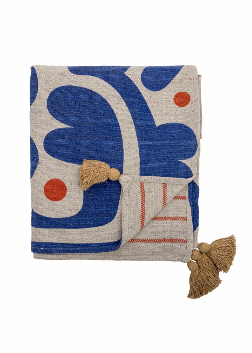 EVIAYA THROW - BLUE - RECYCLED COTTON