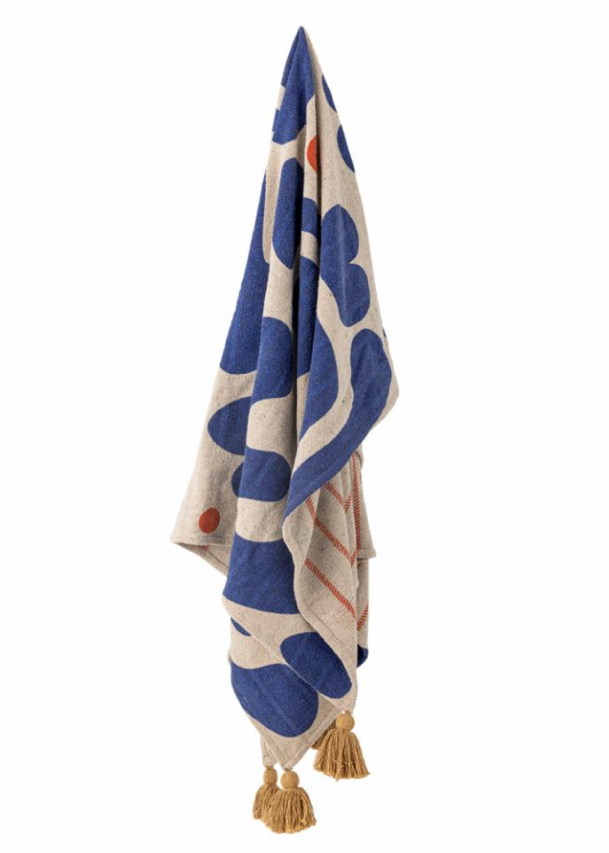EVIAYA THROW - BLUE - RECYCLED COTTON