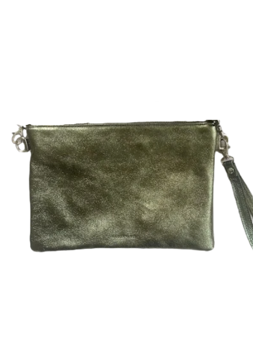 CROSS BODY / CLUTCH BAG -  METALLIC KHAKI