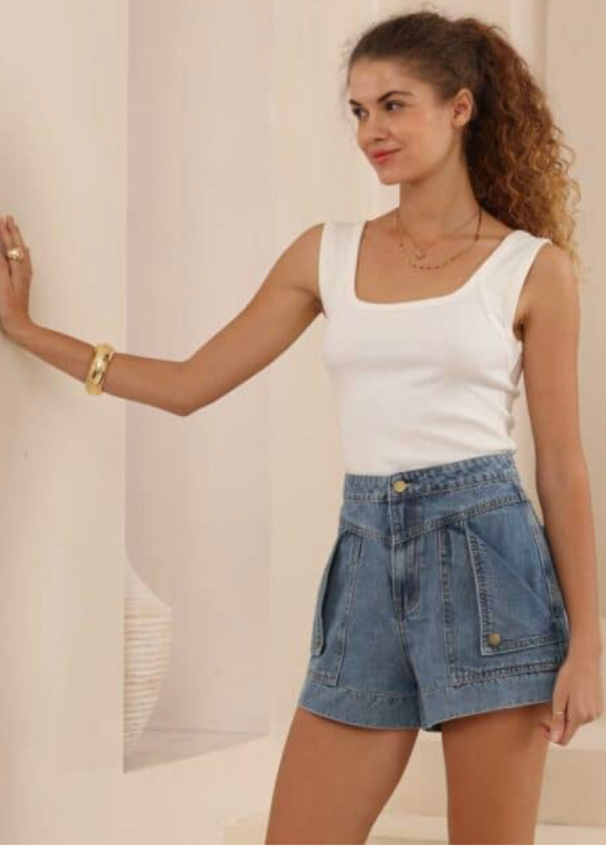 TREY DENIM SHORTS - BLUE