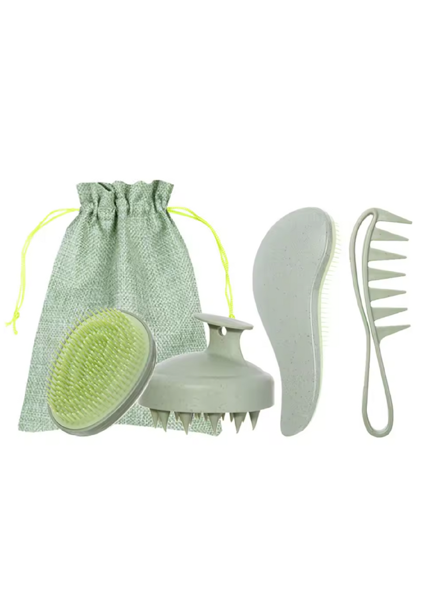 5 PCS HAIR BRUSH SET - GREEN