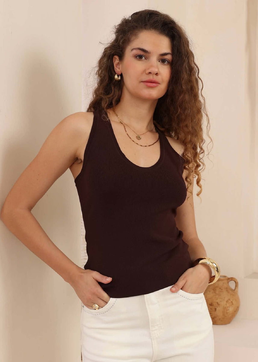 CECE TOP - CHOCOLATE
