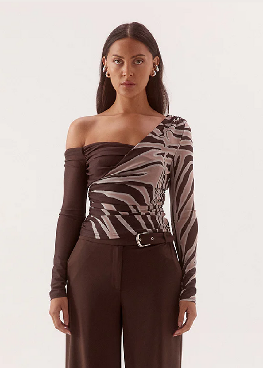 IVELLE LONGSLEEVE TOP - ESPRESSO