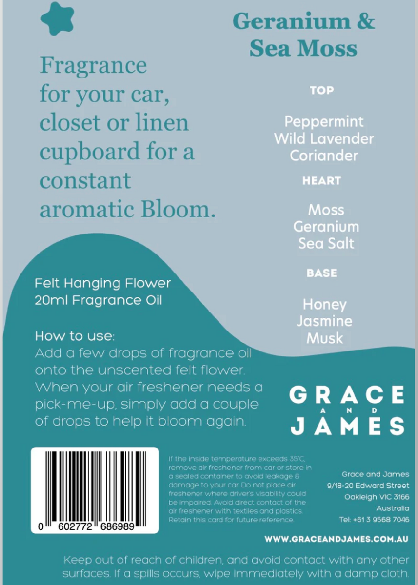 GERANIUM & SEA MOSS - FELT AIR FRESHENER SET