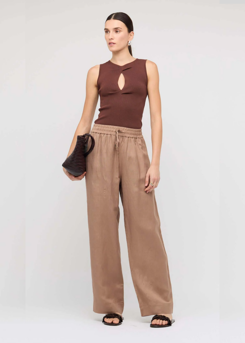 ARDEN CUTOUT KNIT TOP - CHOCLATE