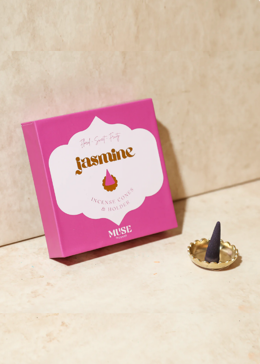 INCENSE CONES & HOLDER SET - JASMINE