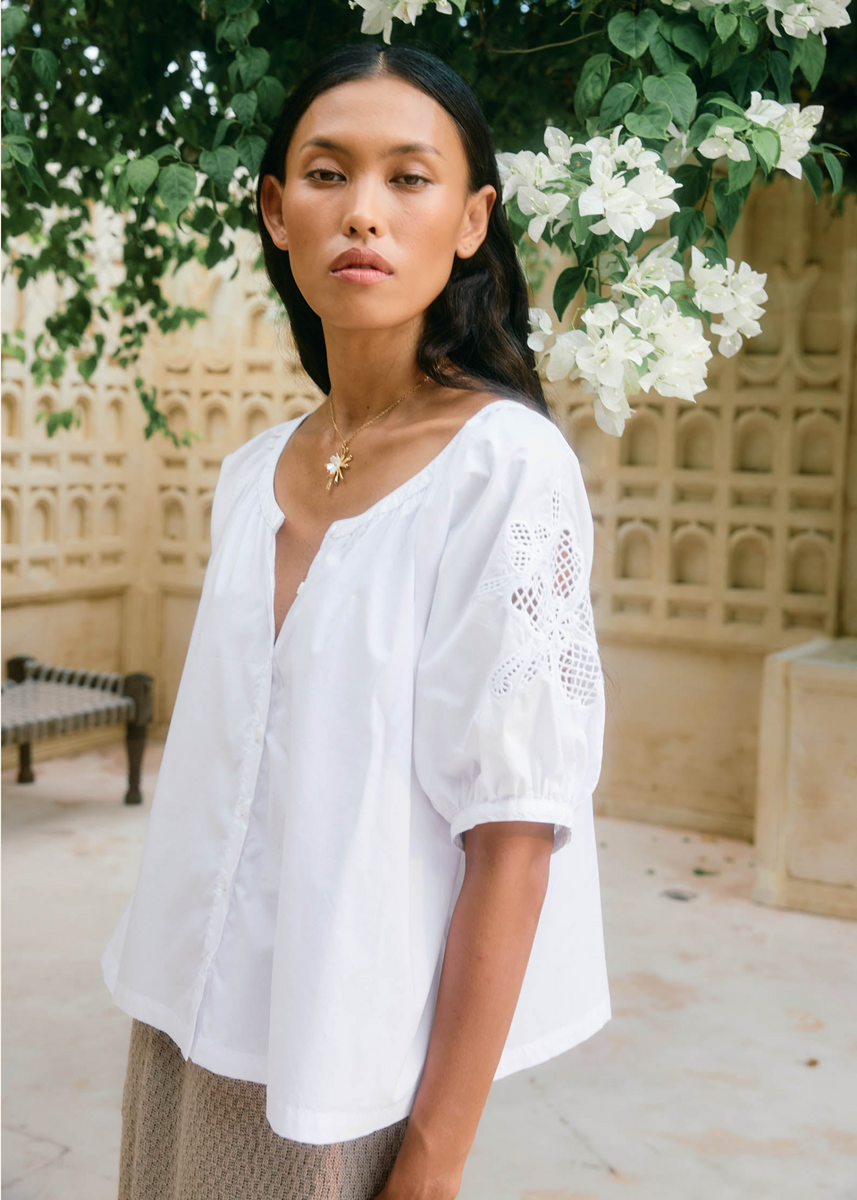 NILSA BUTTON TOP - LOTUS