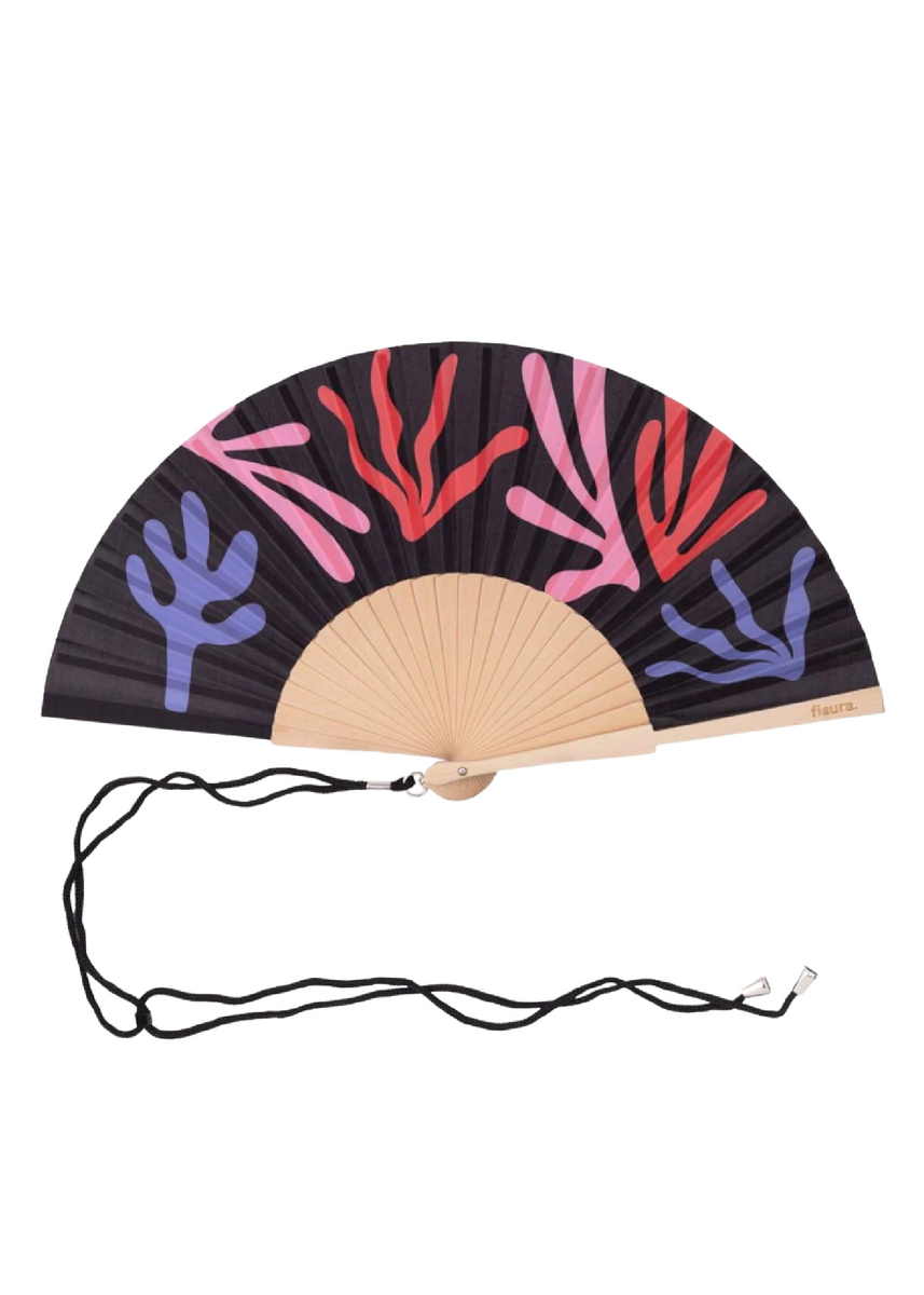 HAND FAN - BLACK CORALS