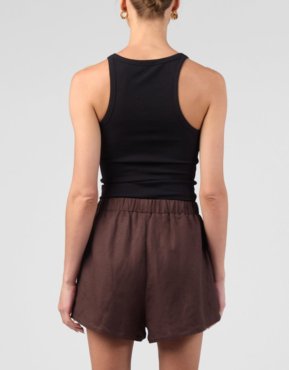 ALTA VISTA LINEN SHORTS- CHOCOLATE