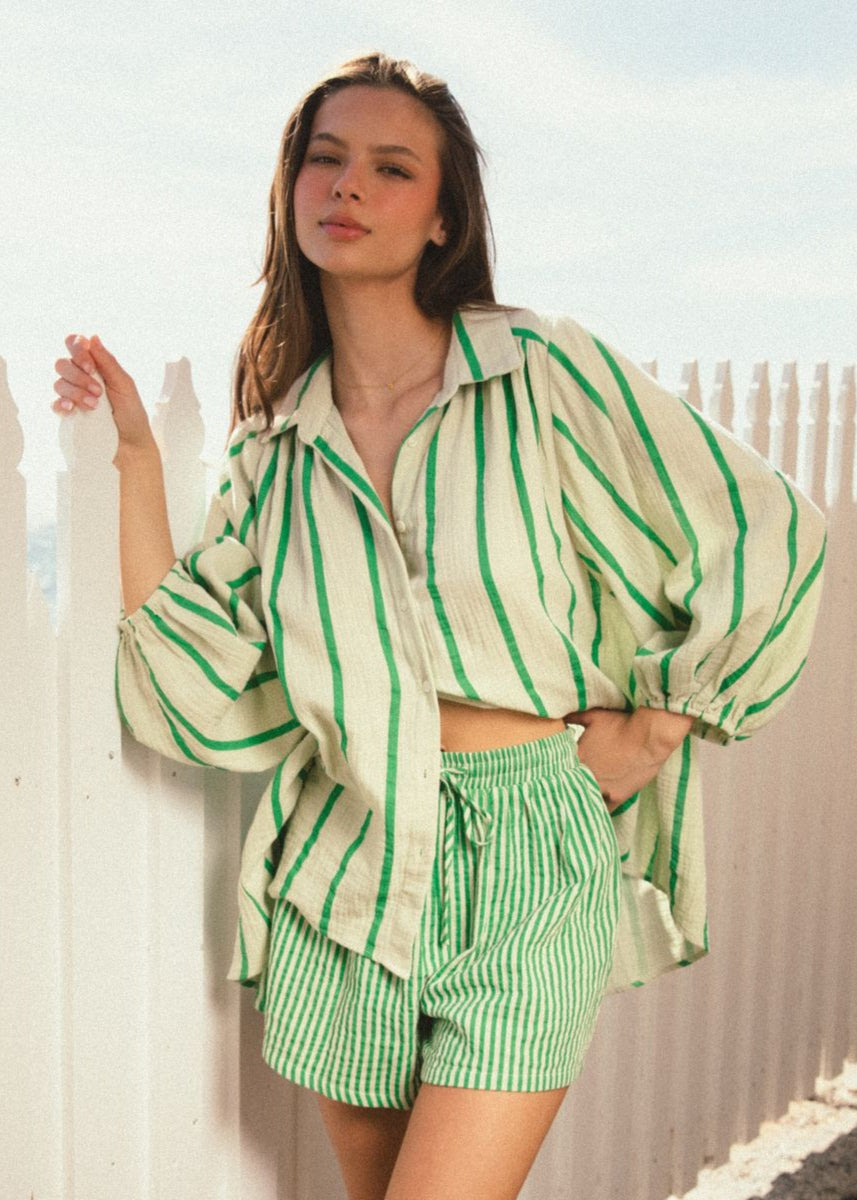 AXEL PIN STRIPE SHIRT - GREEN