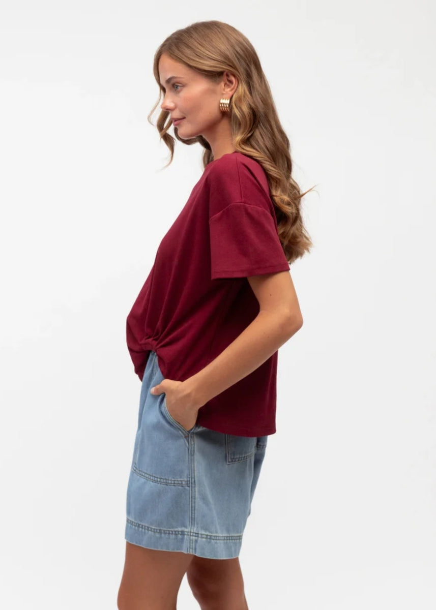 ELAINE EASY TUCK TEE - WINE