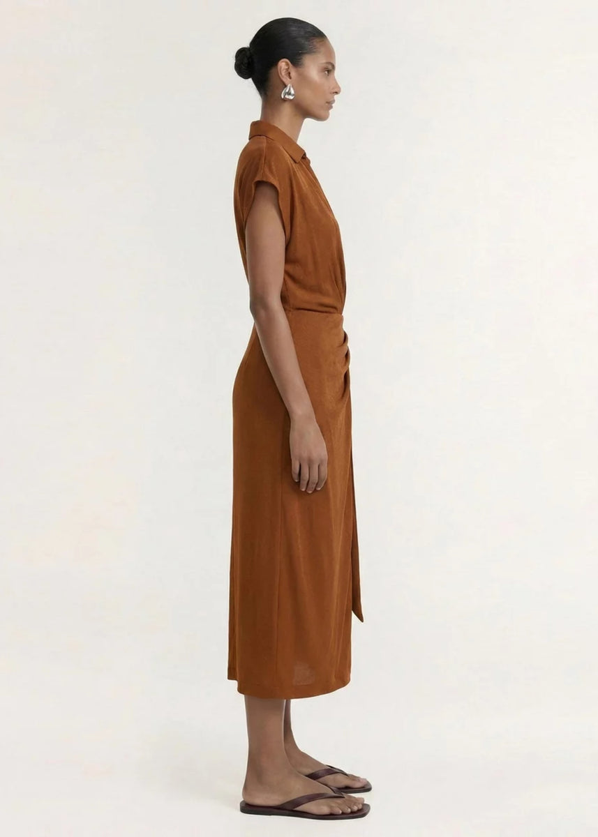 SOLENE WRAP MIDI DRESS