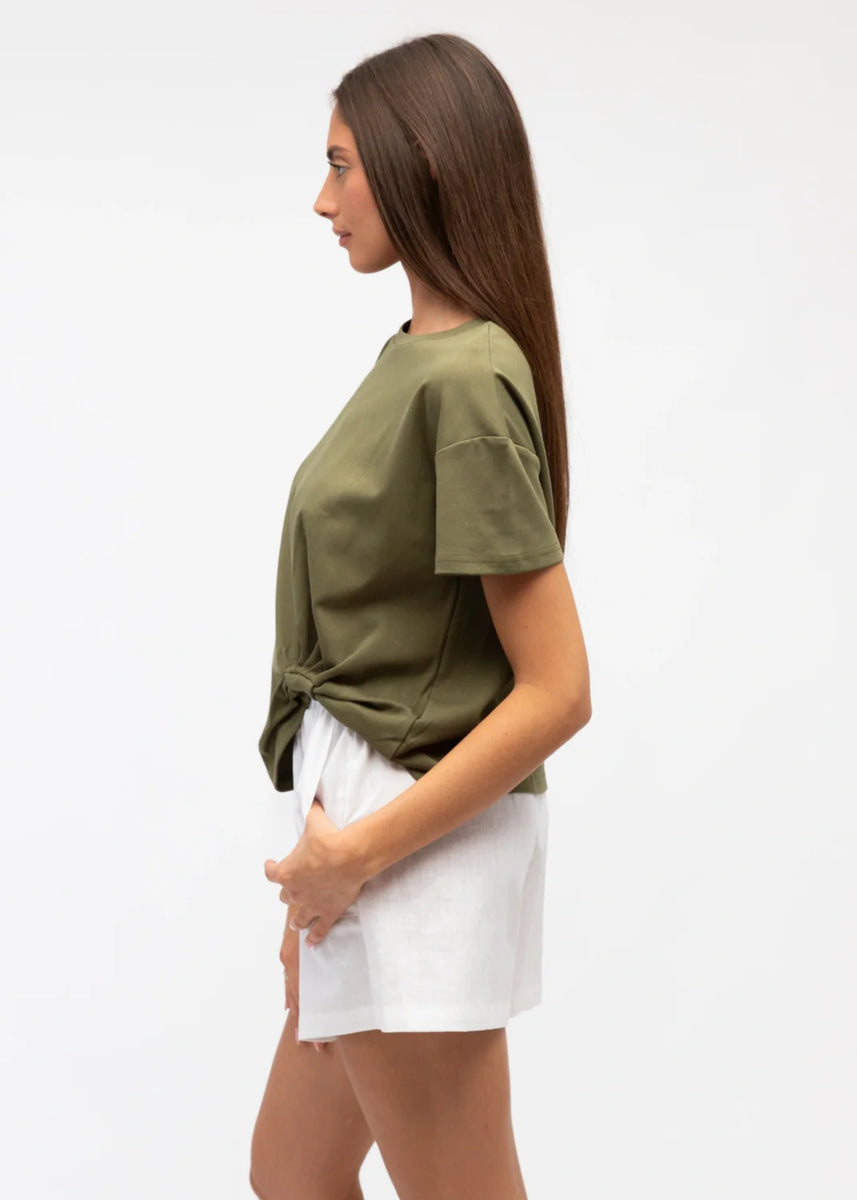 ELAINE EASY TUCK TEE - OLIVE
