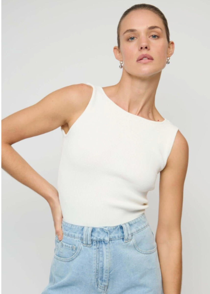 MODA REVERSIBLE KNIT TANK - WHITE