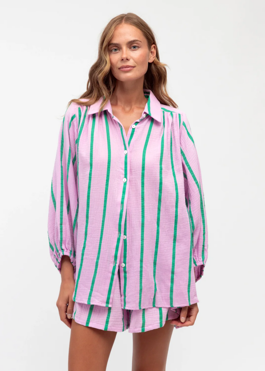 AXEL PIN STRIPE SHIRT - PURPLE