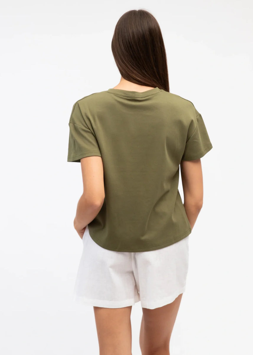 ELAINE EASY TUCK TEE - OLIVE