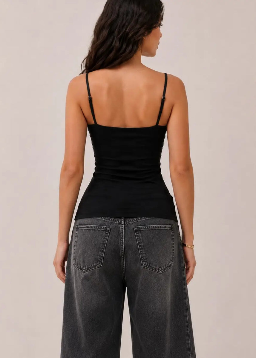 BUILT IN BRA CAMI - BLACK