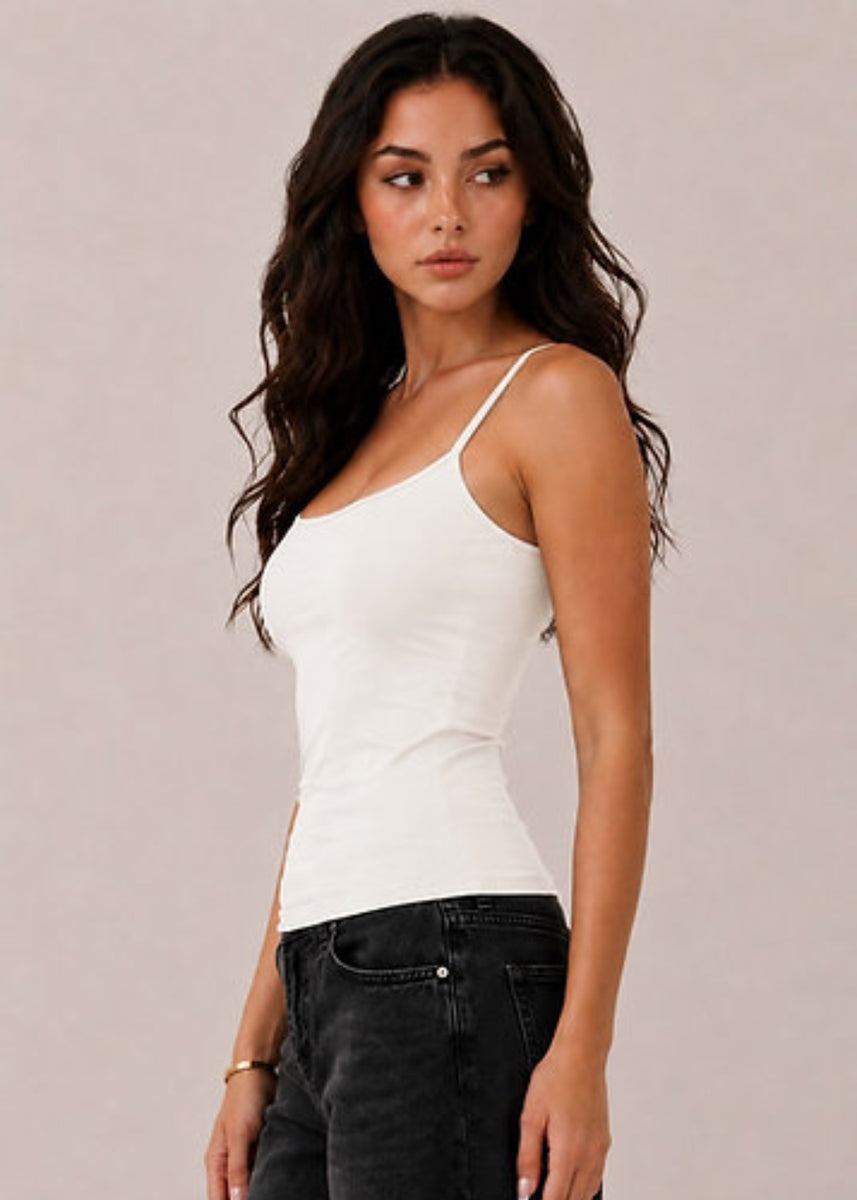 BUILT IN BRA CAMI - WHITE
