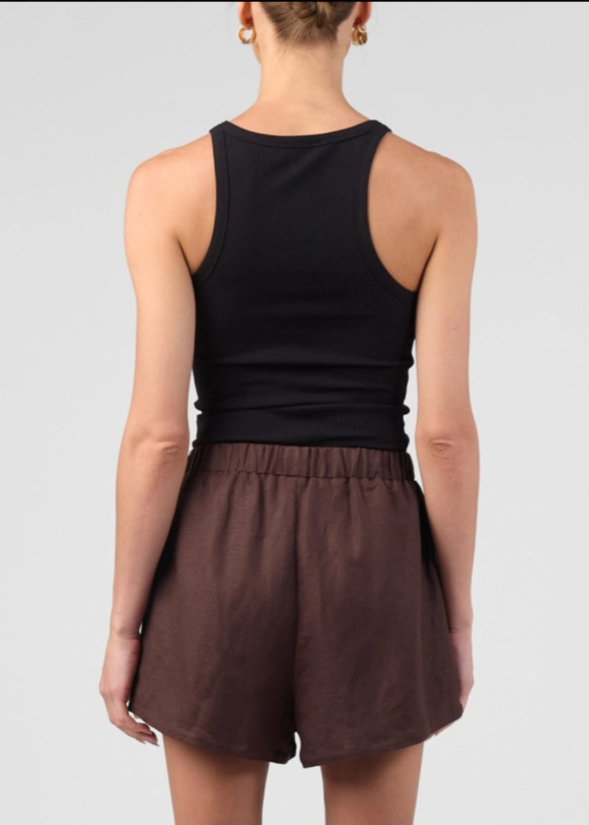 ALTA VISTA LINEN SHORTS- CHOCOLATE