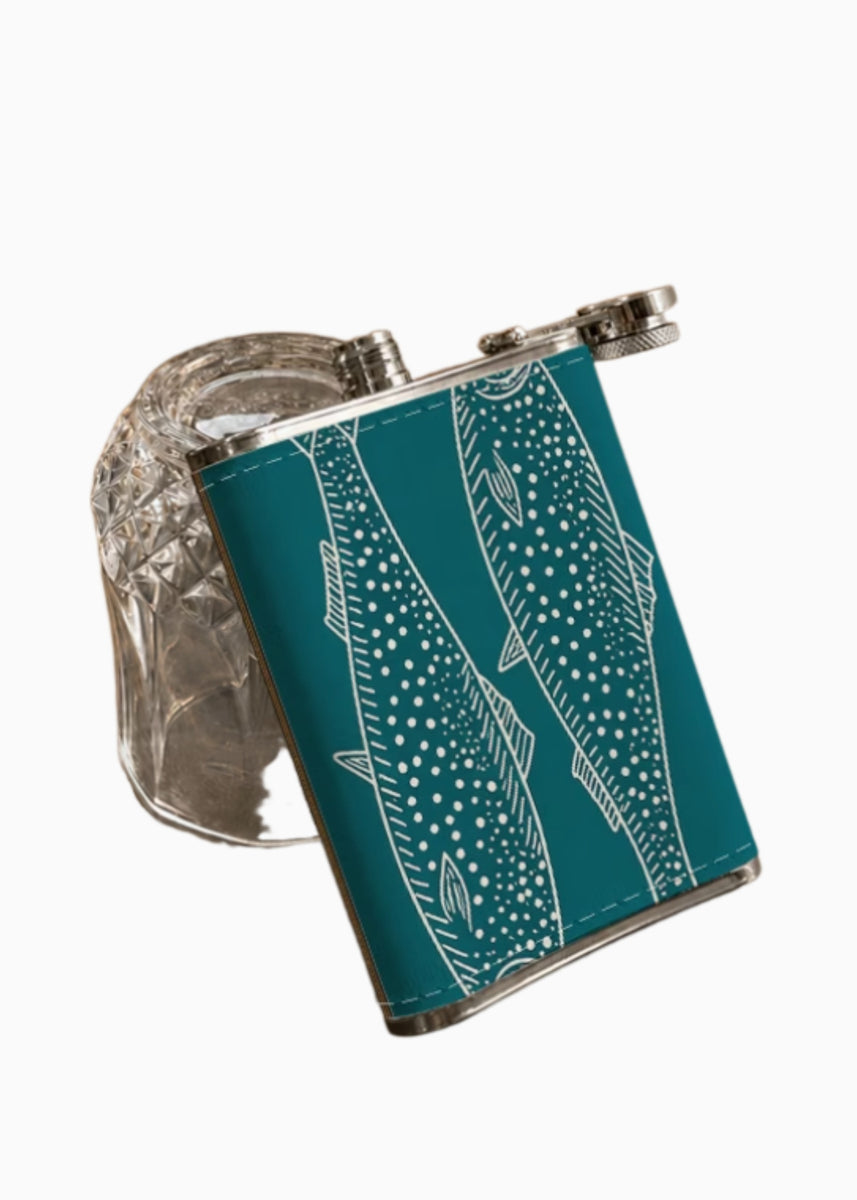 HIP FLASK - BLUE SPOTTED FISH