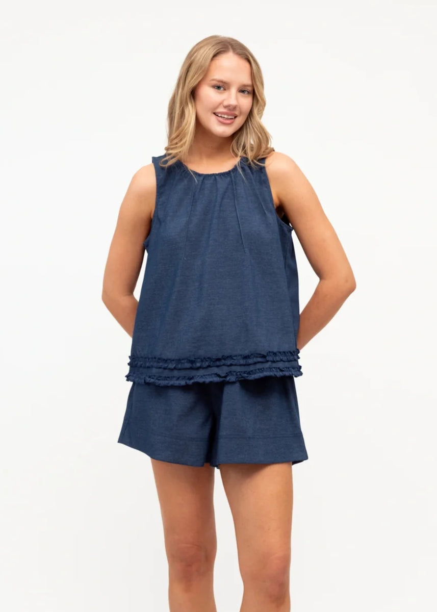 LARA DENIM LOOK SHORTS