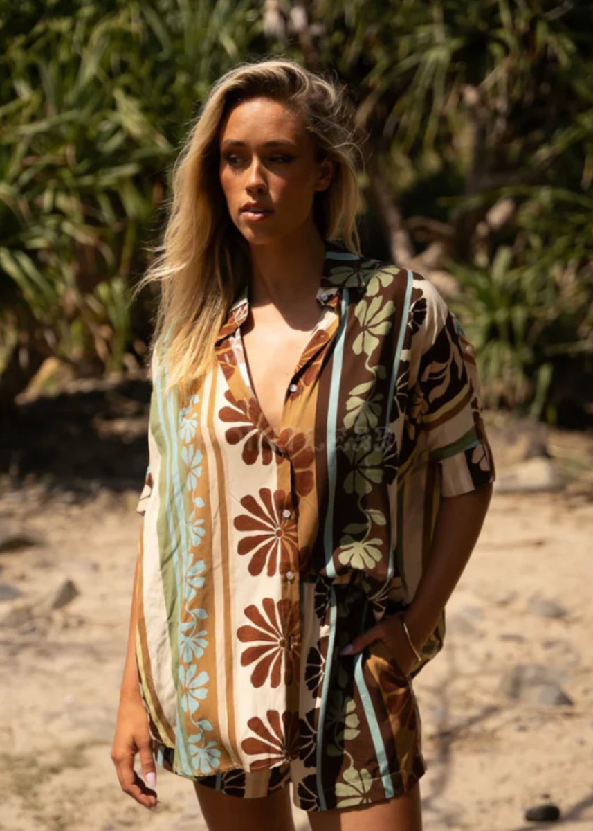 RIVER SHIRT - CACAO MIST PRINT