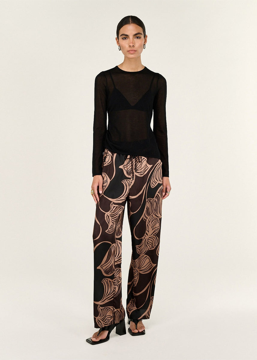 LENI DRAWSTRING SHEER KNIT TOP