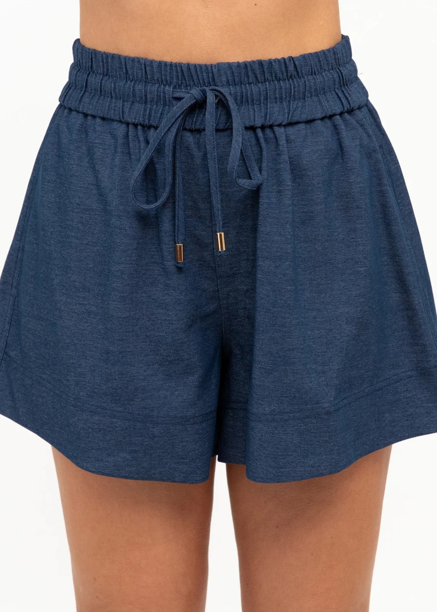 LARA DENIM LOOK SHORTS