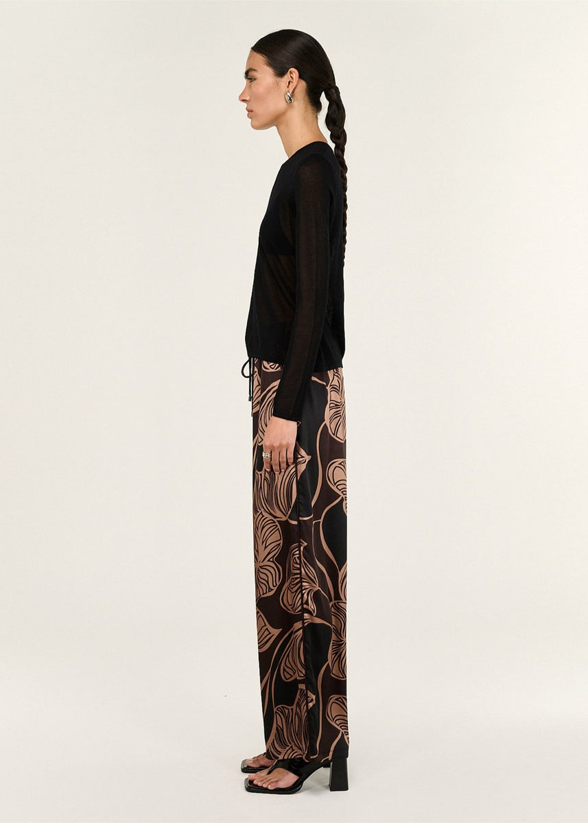 LENI DRAWSTRING SHEER KNIT TOP