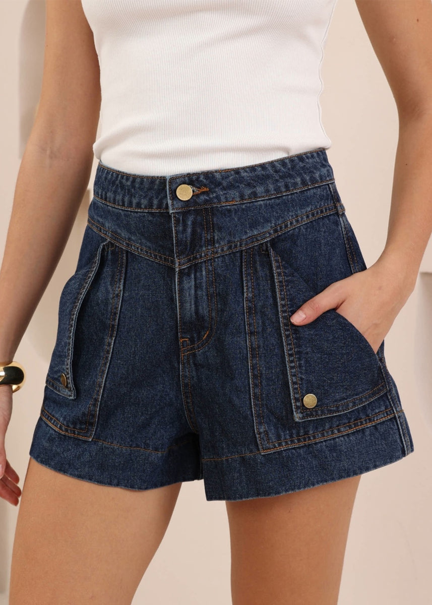 TREY DENIM SHORTS - DARK BLUE
