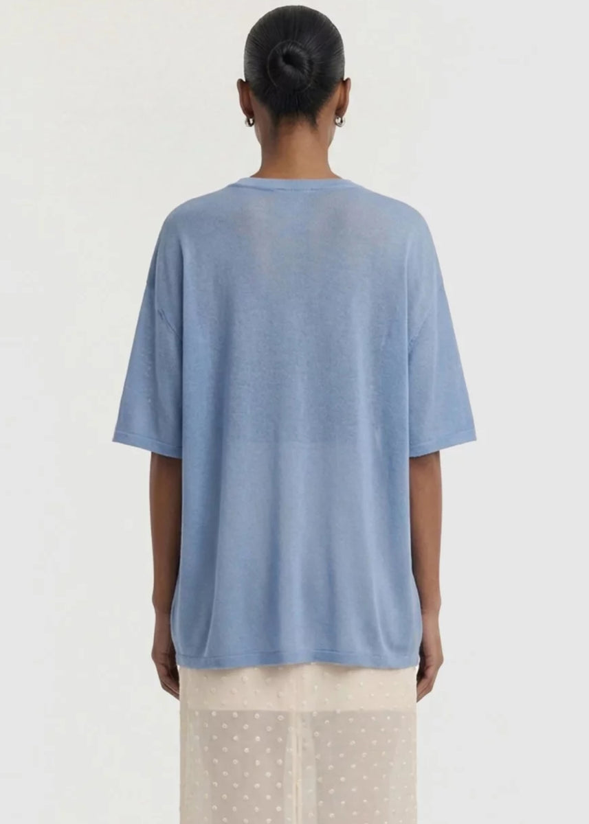 ORLA OVERSIZED KNIT TEE - DUSTY BLUE