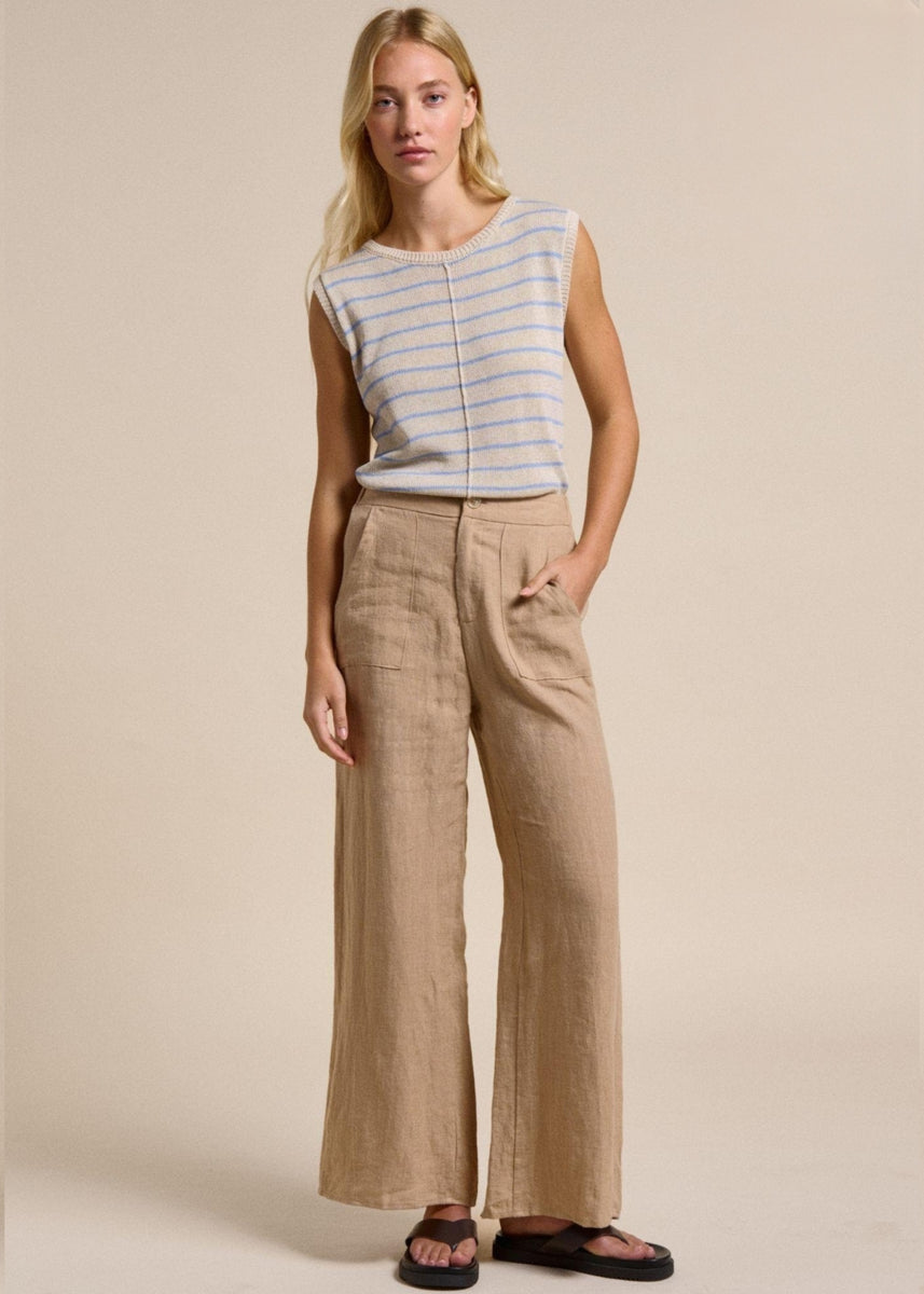 INDI TANK - NATURAL/BLUE STRIPE
