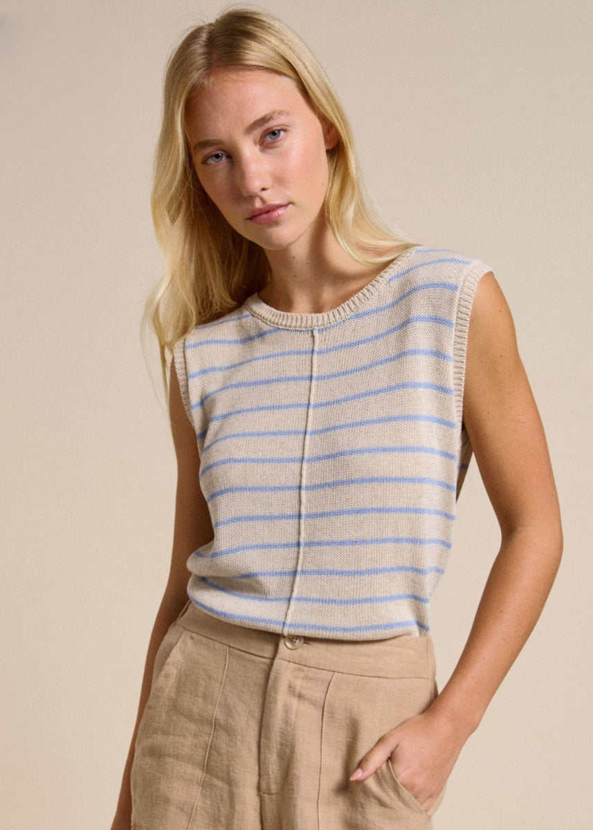 INDI TANK - NATURAL/BLUE STRIPE