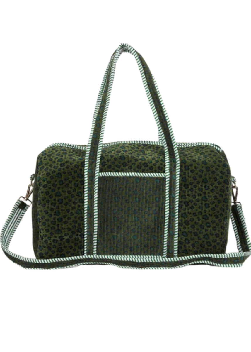 LEOPARD GREEN VELVET WEEKENDER