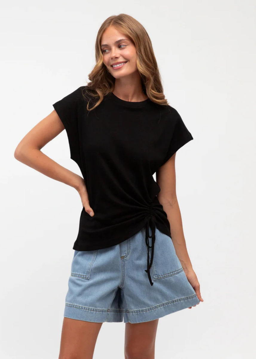NAT DRAWSTRING TEE - BLACK