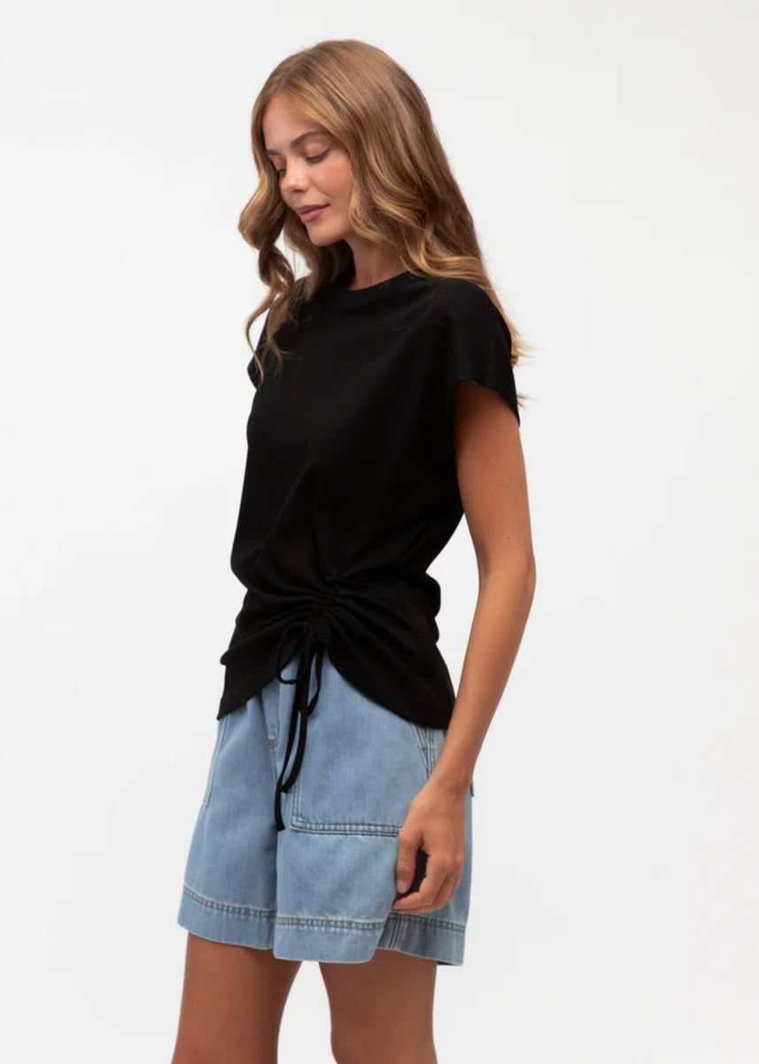 NAT DRAWSTRING TEE - BLACK